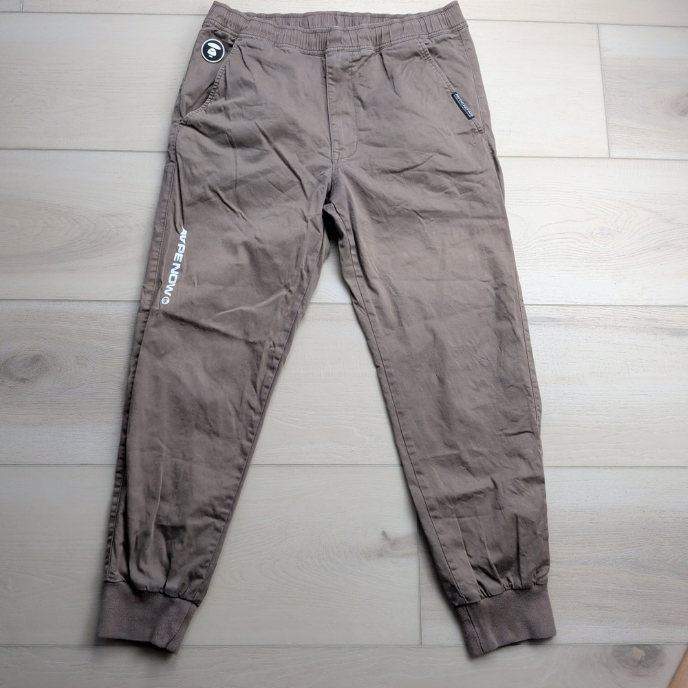 A Bathing Ape AAPE NOW‎ Joggers Mens Small Brown Streetwear Graphic Pants Logo
